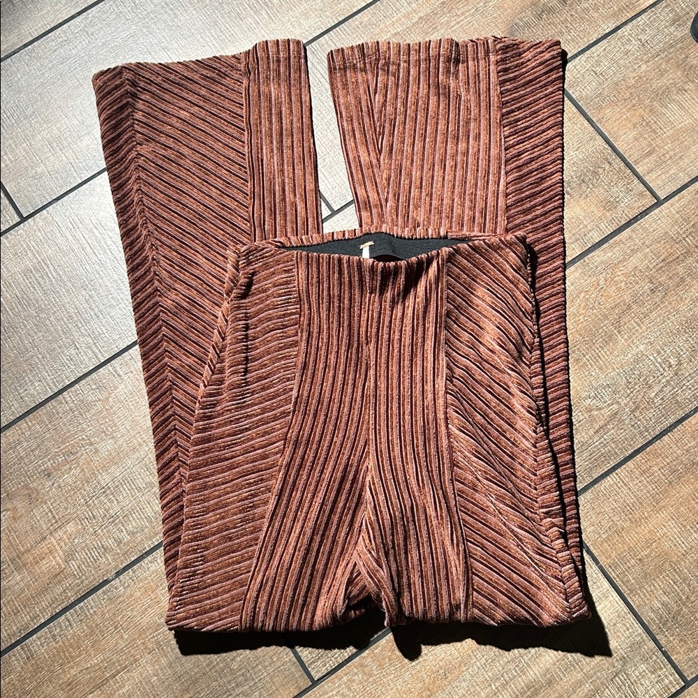 Free People Brown Flare Knit Pants Sz Small LNWOT